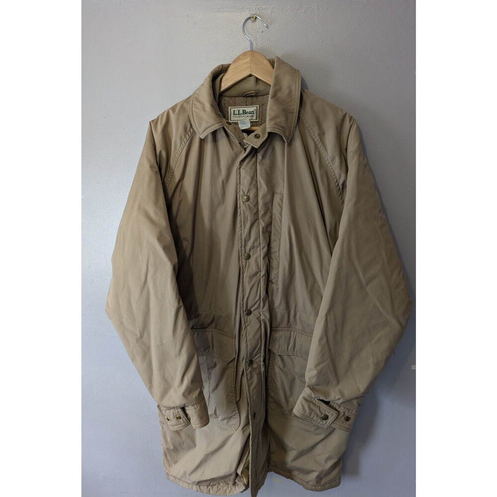 Vintage 90s LL Bean Wool Lined Trench Canvas Heavy Jacket Parka Made In USA 2595